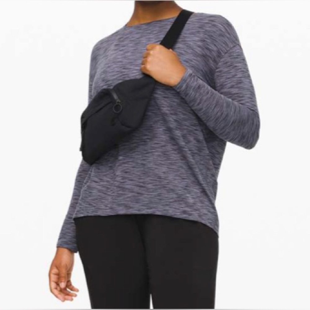 Lululemon Back In Action Long Sleeve Space Dye Black / Dark Shadow